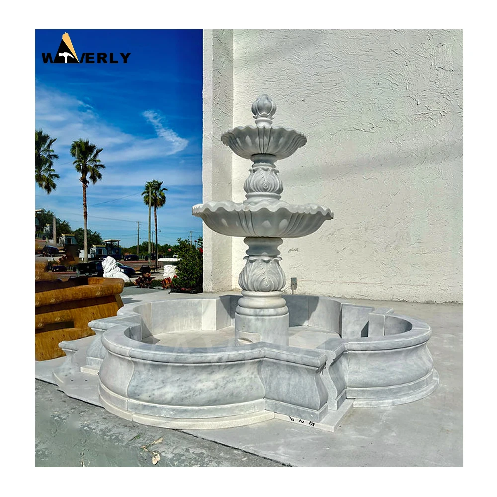 

Simple Classic Outdoor Decorative Marble Fountain Custom Design Carved Courtyard Garden Marble Water Fountain