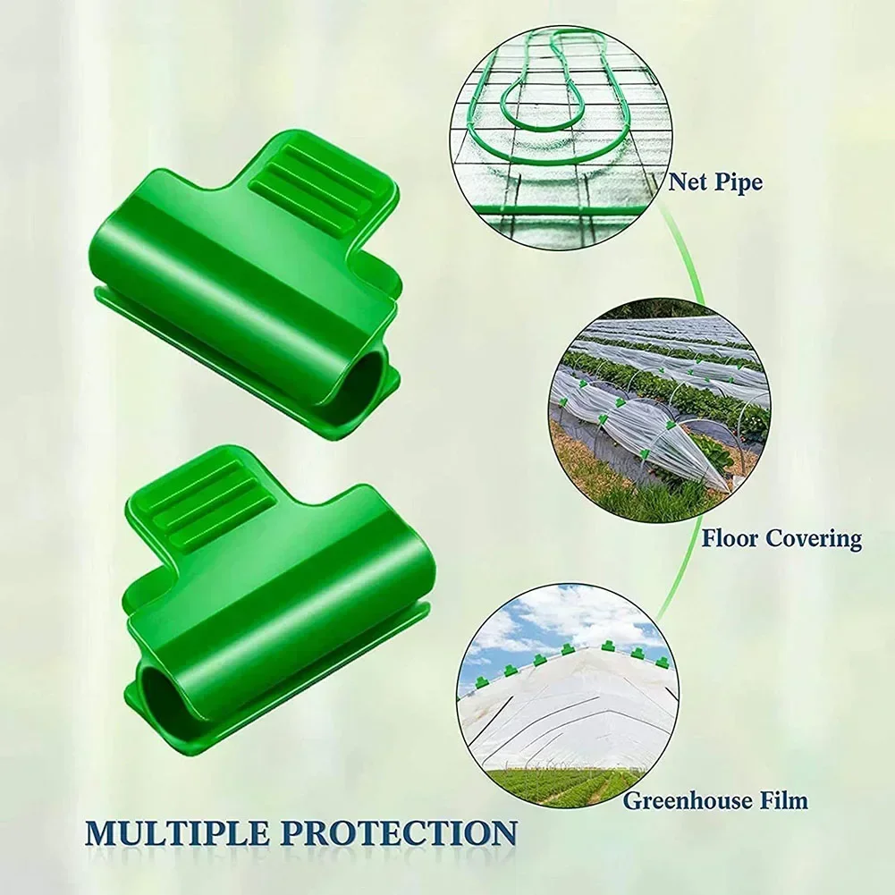 50pcs Greenhouse Clamps Film Row Cover Netting Tunnel Hoop Clips For 11/16mm Plant Gardening Plastic Clips Garden Accessories