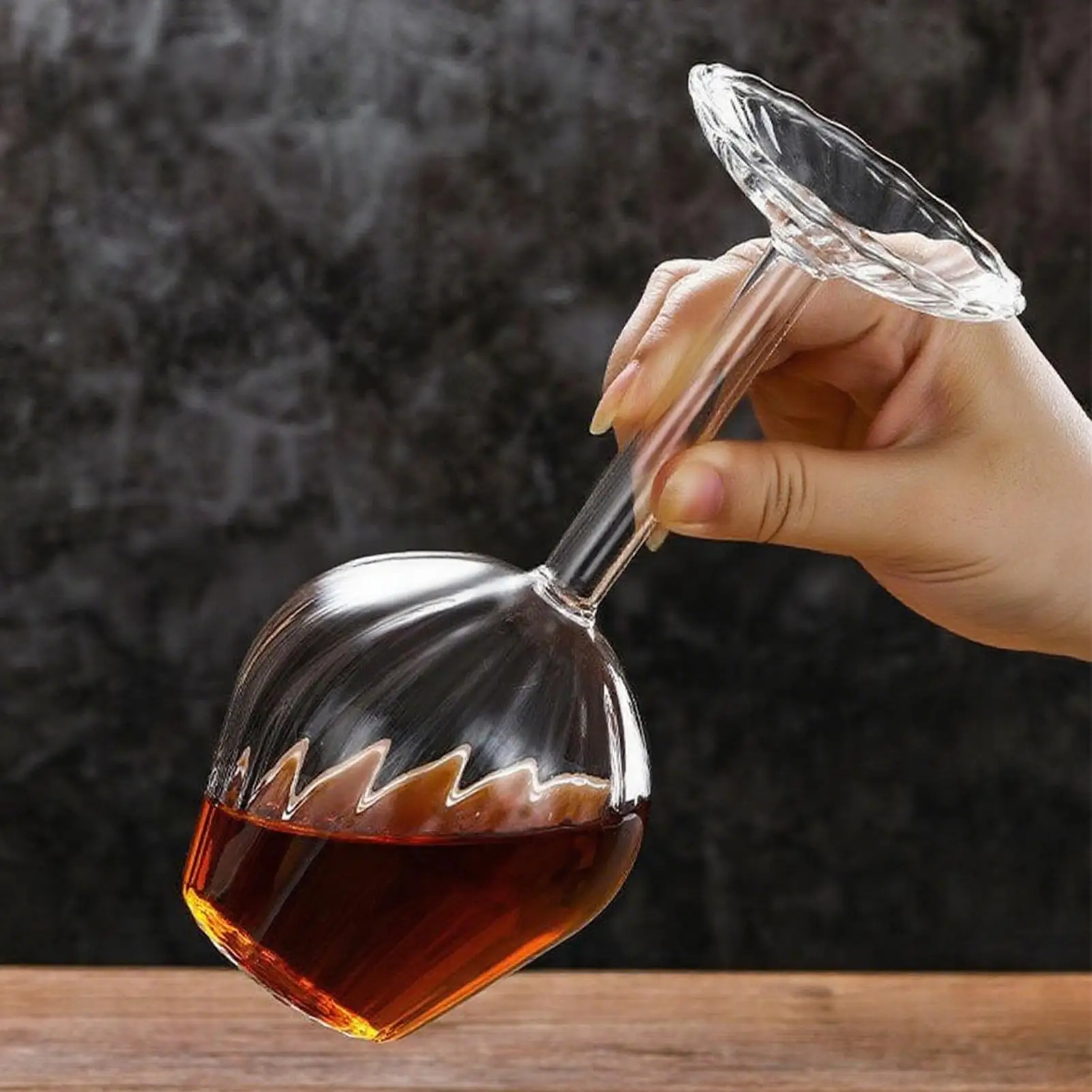 

14 Oz Novetly Upside Down Cups Creative Upside Down Wine Glass Upgraded striped inverted wine glass party gift For Christmas