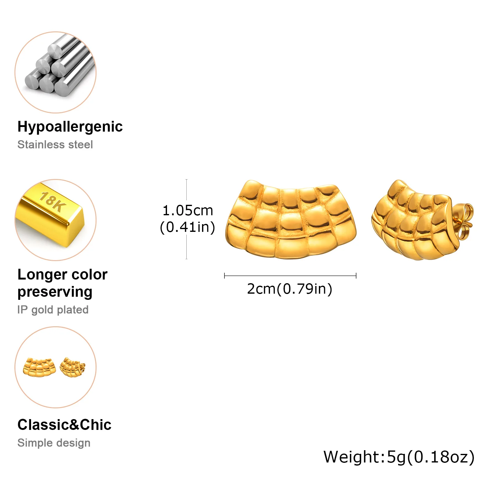أقراط لامعة على شكل مروحة للنساء، أقراط مضفر هندسية من الفولاذ المقاوم للصدأ باللون الذهبي، هدية حفلات مجوهرات عصرية