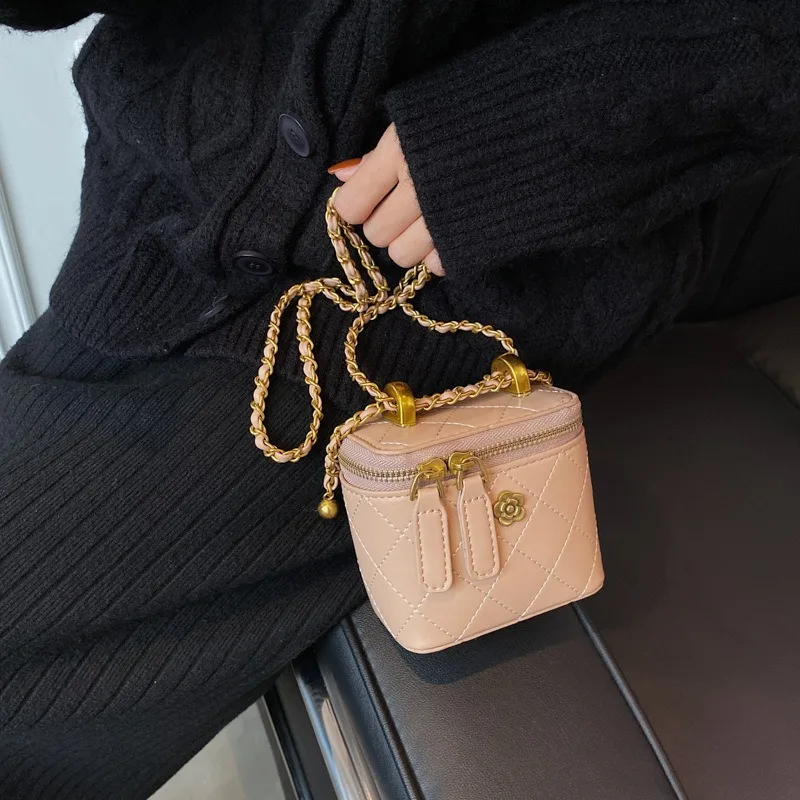 2024 Luxury Diamond Chain Crossbody Bags for Women Fashion Brands Shoulder Bag Adjustable Strap Zipper Box