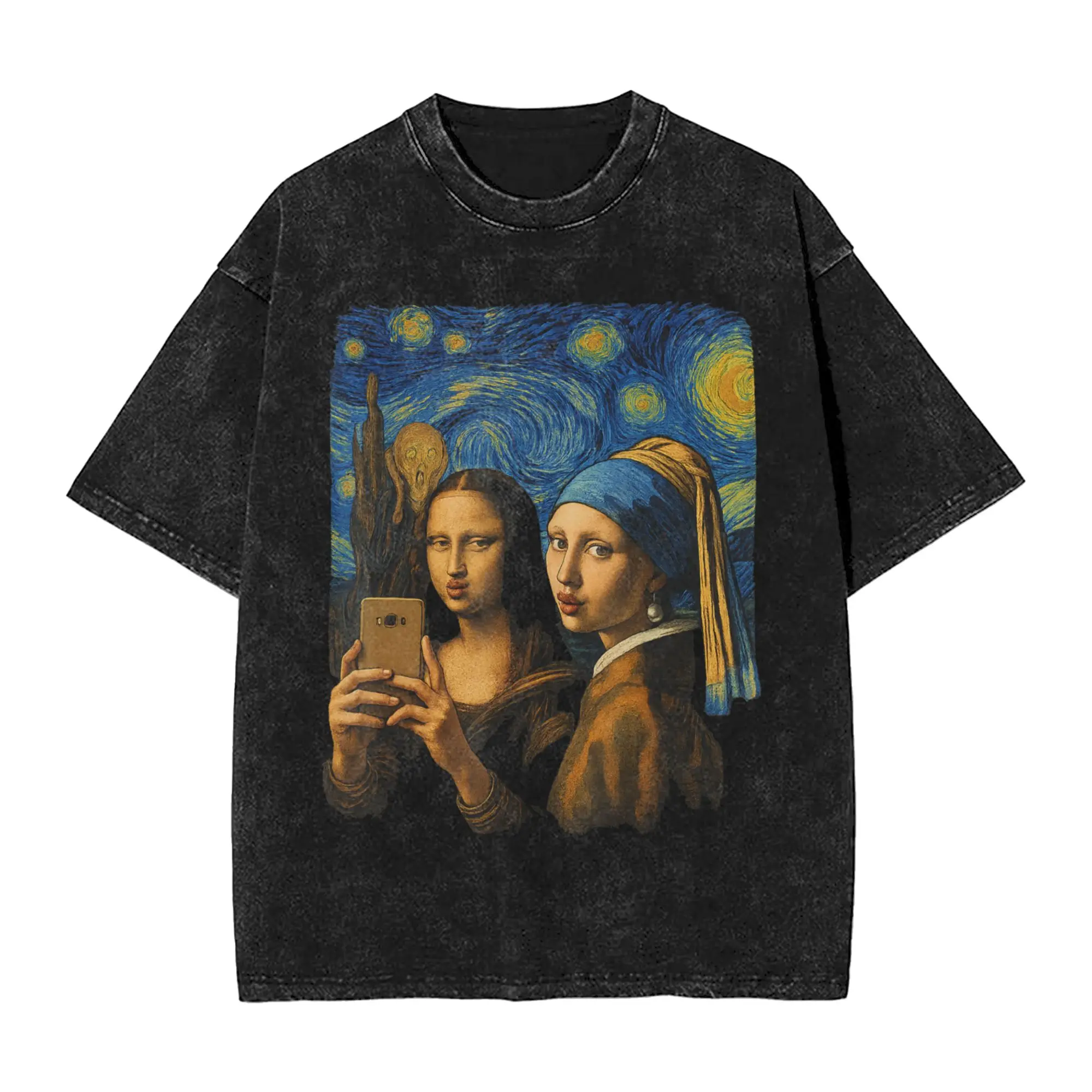 Funny Mona Lisa Selfie Art Meme T-Shirt Summer  Y2K Funny T-Shirts Casual Hippie Tshirt For Men Short Sleeve Printed Clothes