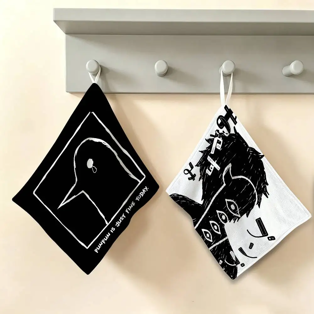 O-Oyasumi Punpun Manga Polyester Cotton Hanging Kitchen Towel, Absorbent Hand Wiping Cloth for Daily Cleaning Drying