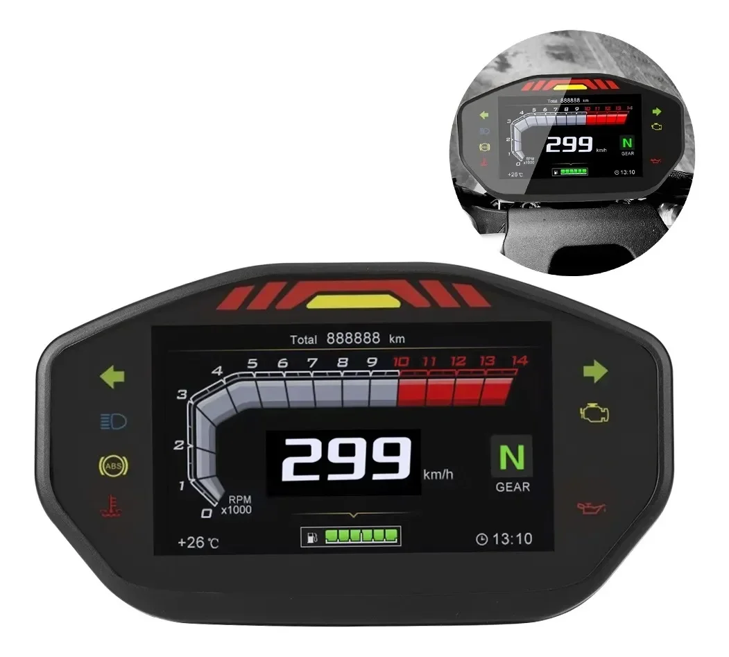 Universal Motorcycle LCD Digital Speedometer TFT 6 Gear Backlight Motorcycle Odometer Digital LCD Display Speedometer