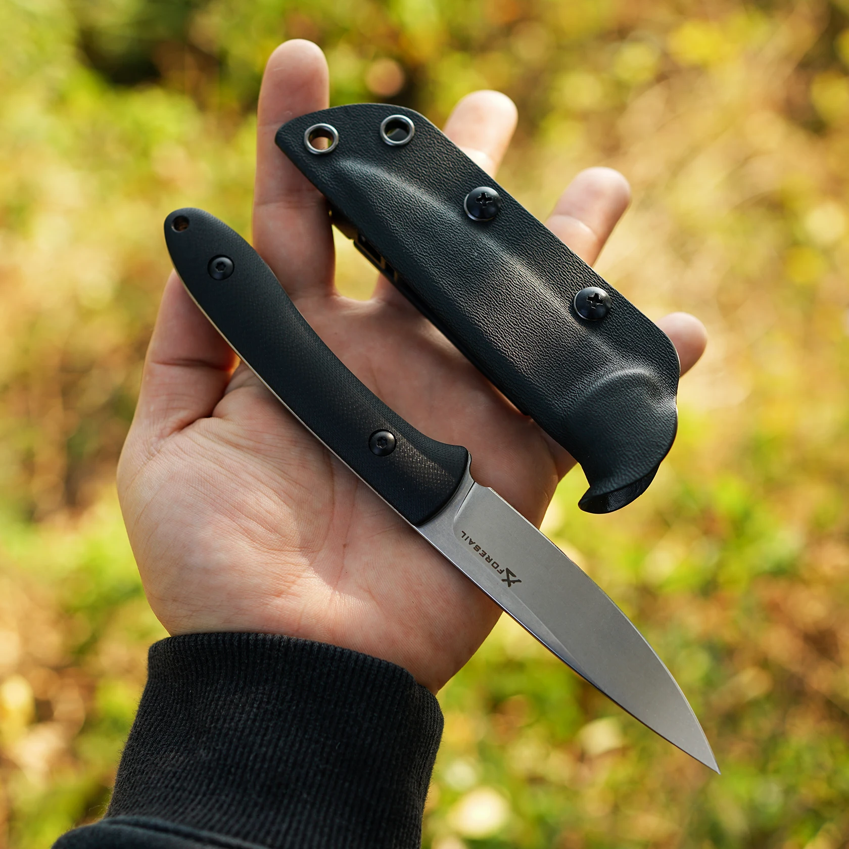 FORESAIL Fixed Blade Knife,Full Tang Design.DC53 Steel and G10 Handle,with Kydex Sheath,EDC Knife Outdoor Hiking Camping Knives.