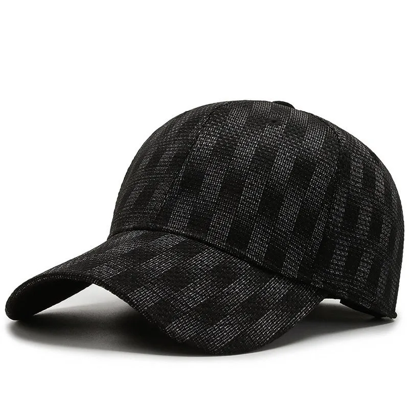 Autumn Full Seal Mouth Warm Baseball Cap men's Youth Plaid Elastic Fabric Hat Outdoor Leisure Sun Hat gorras hombre