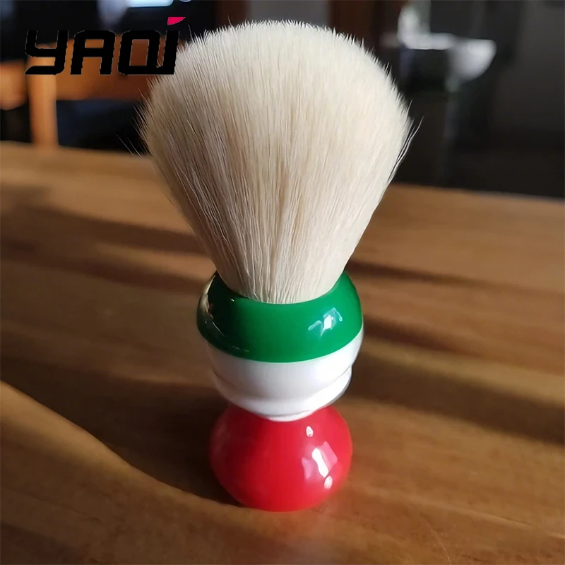 2026 YAQI Freedom Italienisches Flaggen-Design 24mm Kaschmir Synthetischer Knoten Rasierpinsel für Herren Luxus-Pflegewerkzeug
