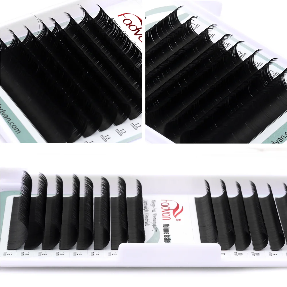 Fadvan 16 Rows Classic Eyelashes Extensions Faux Mink Lashes Eyelash Extensions C/D Curl Natural Soft Individual Lash Extensions