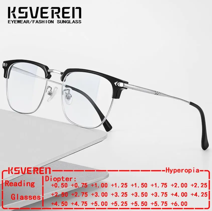 

Fashion Anti Blue Light 2024 Vintage Titanium Reading Glasses Comfortable Optical Prescription Eyewear Frame For Men