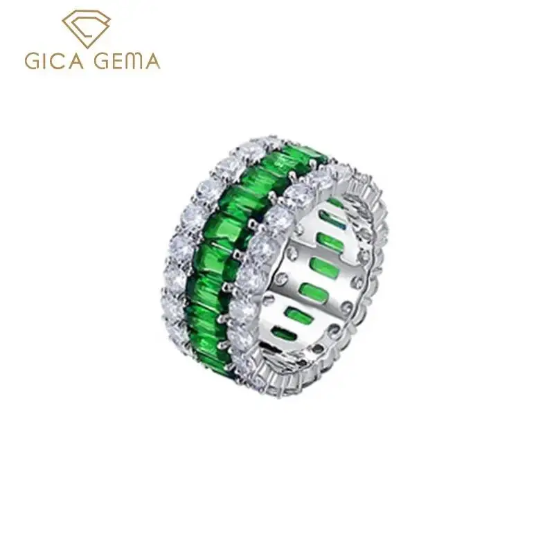

GICA GEMA Real 925 Sterling Silver Rings For Women Girl Created Diamond Emerald Gemstone Fashion Wedding Engagement Jewelry