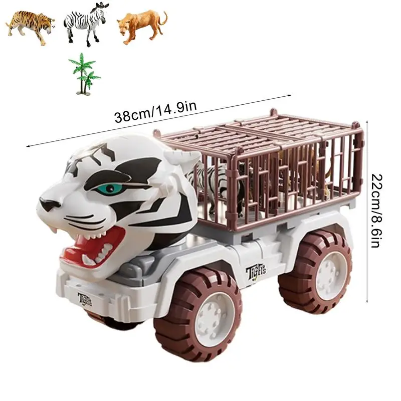 Jouet d'inertie de voiture de tigre de côtes arrière d'animal de camion, jouets de camion de transport pour des enfants, véhicule de dos d'enfants