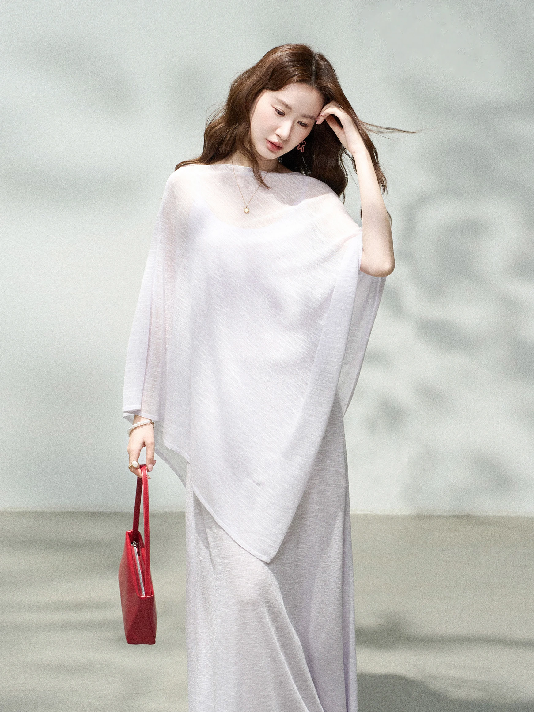 

Purple Knitted Cowl Neck Dress Set Women's Lazy Style Gentle Temperament Two-Piece Set Asymmetrical Design Long Sleeve Loose Fit