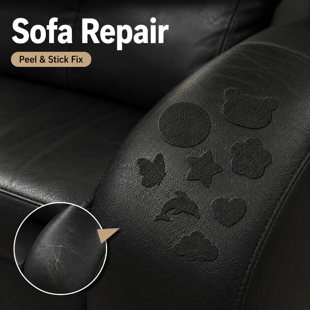 Cute Shaped Leather Repair Patch Self-Adhesive Waterproof PU Leather Sticker for Sofa Couch Leather Chair Hole Cover