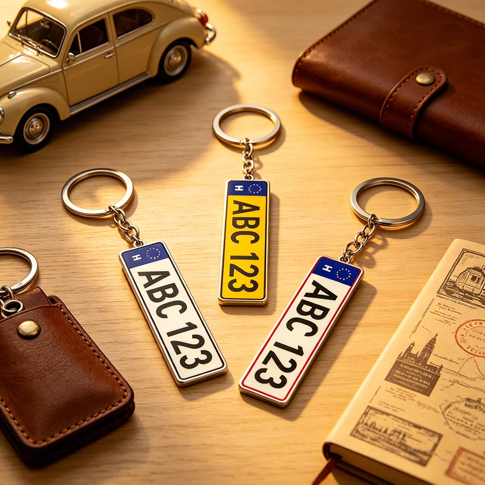Personalized Acrylic License Plate Keychain Custom Name Number Date Key Ring Vehicle Tag Pendants Anti-Lost Gifts for Men Women