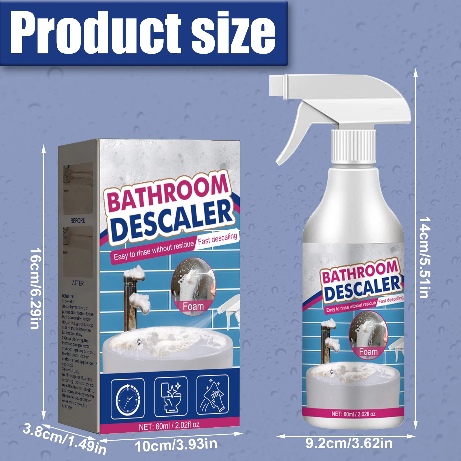 رذاذ رغوي للتنظيف متعدد الاستخدامات، متعدد الأغراض لجميع الأغراض، منظف مقياس الزجاج السائل للحمام والمطبخ المنزلي