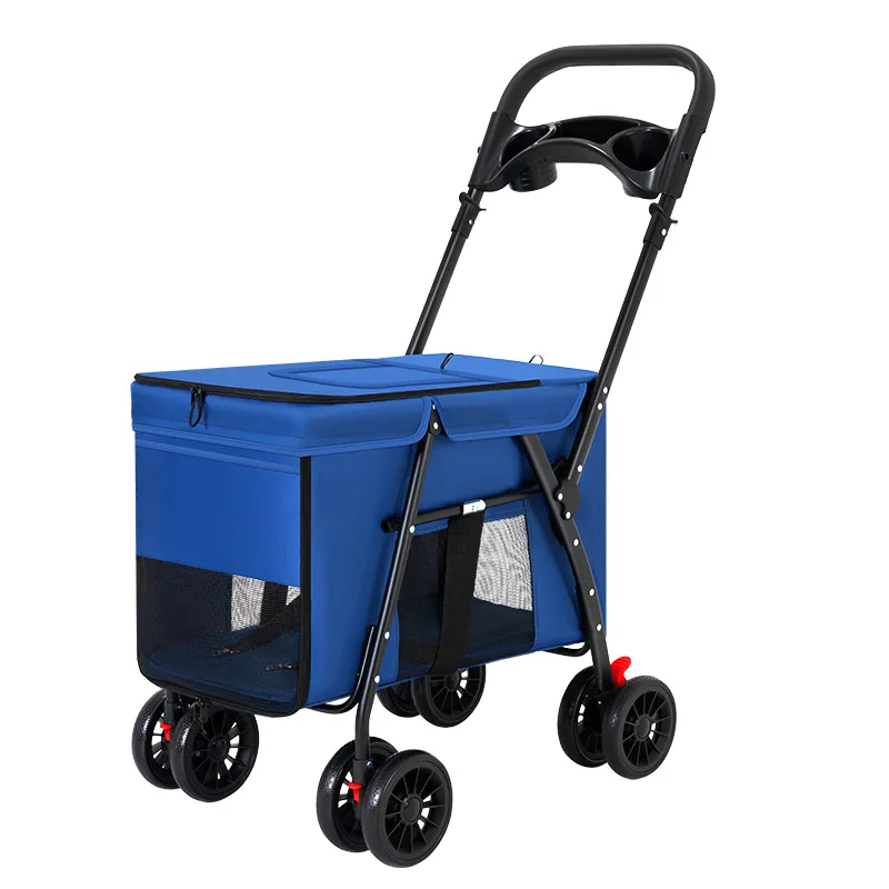 

Pet Stroller 4 Wheels Dog Cat Stroller for Medium Small Dogs Cats, Folding Cat Jogger Stroller with Cup Holder, Breathable Mesh