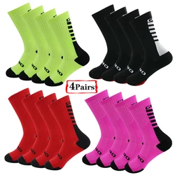 4 Pairs Cycling Socks Men Women Sports Sweat Absorbing Breathable Biking Socks Compression Football Soccer Road Pro Racing Socks