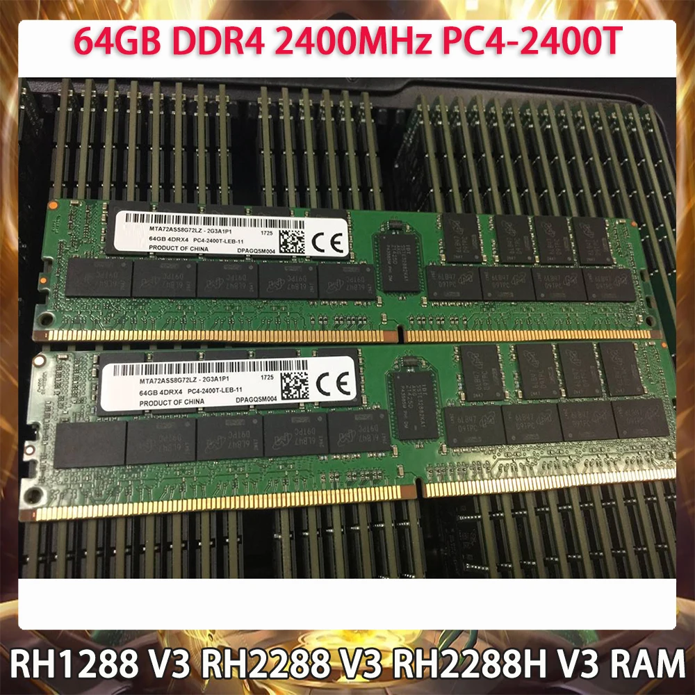 

1 Pcs For HUAWEI RH1288 V3 RH2288 V3 RH2288H V3 Server Memory 64G 64GB DDR4 2400MHz PC4-2400T RAM