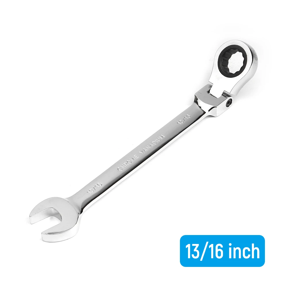 

1pc 13/16 Inch Imperial Size Ratchet Wrench Spanner Flexible Head Mirror Finish