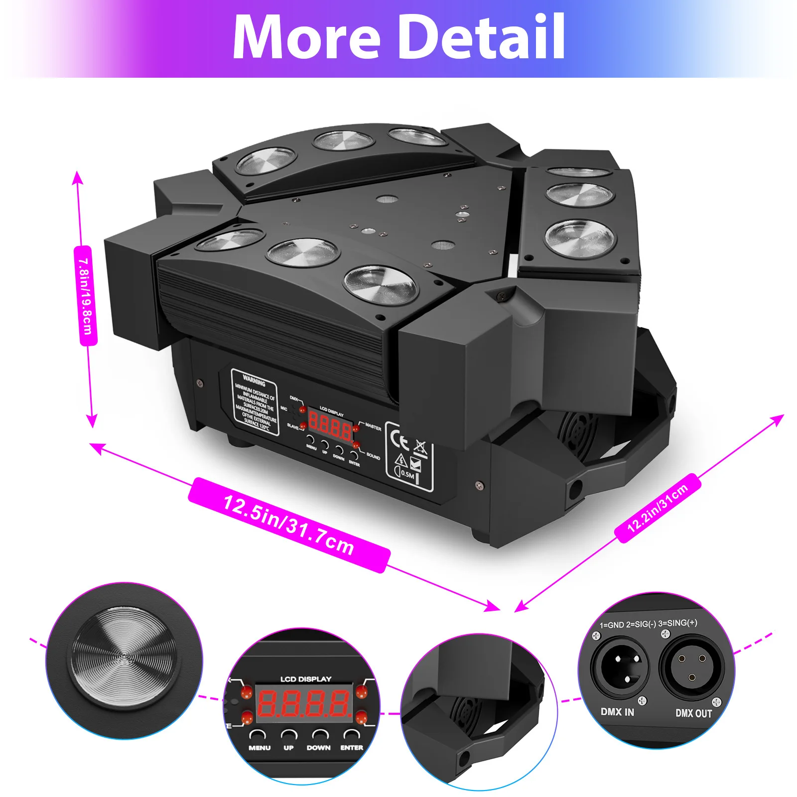 LED 9x10W RGBW Beam Light DMX Sound Controller Strobe Lights Stage Projection Audience Lamp For DJ Disco Party Wedding Ballroo