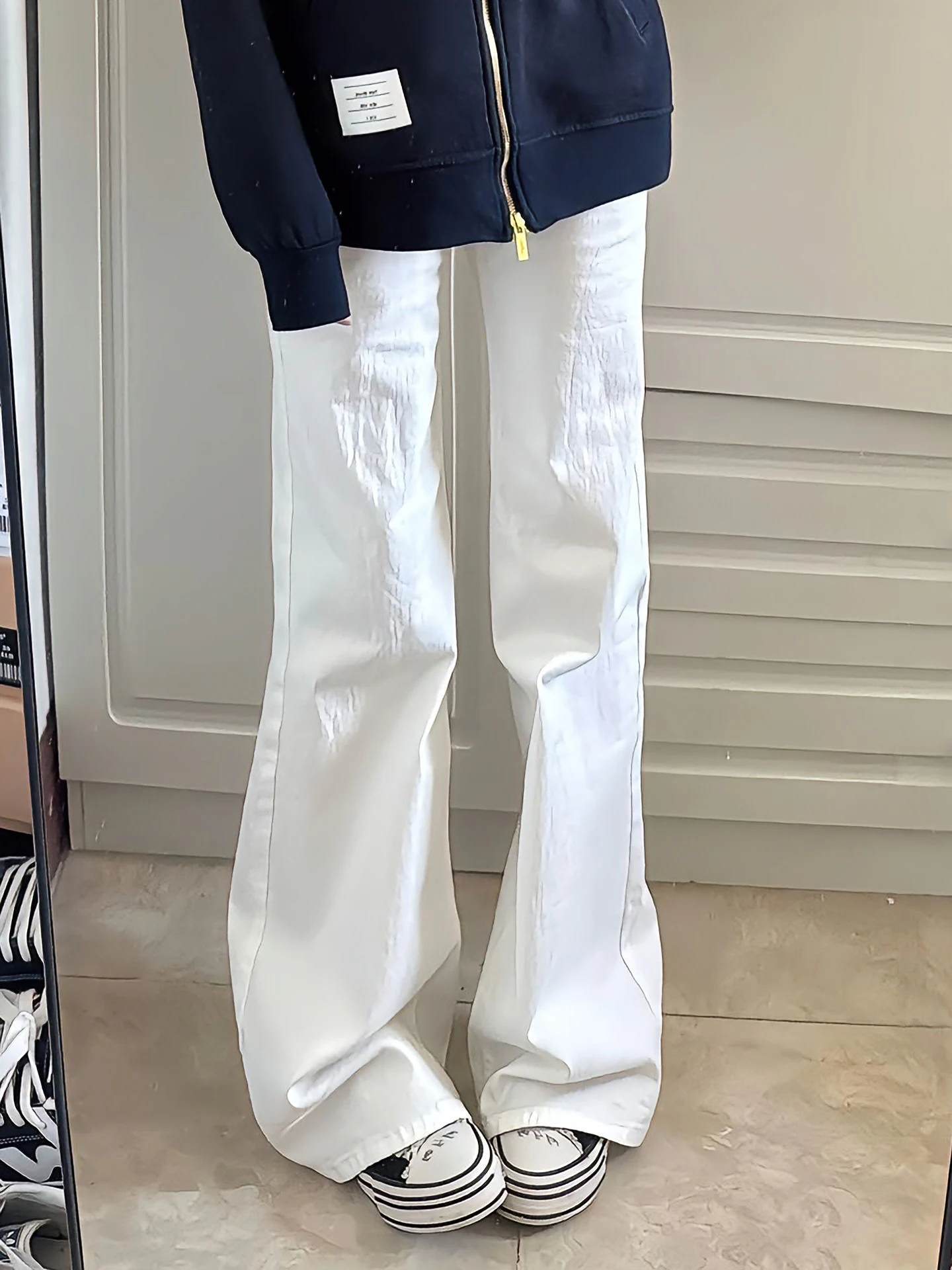 

Мужские белые джинсы Cleanfit Bell Bot в американском стиле High Street, прямые брюки с низкой талией, джинсовые брюки для весеннего сезона