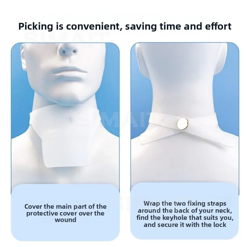 1PC Air-cut Bath Laryngeal Mask, Protection After Laryngectomy, Preventing Water Flow, Protective Cover, Silicone Dust-proof