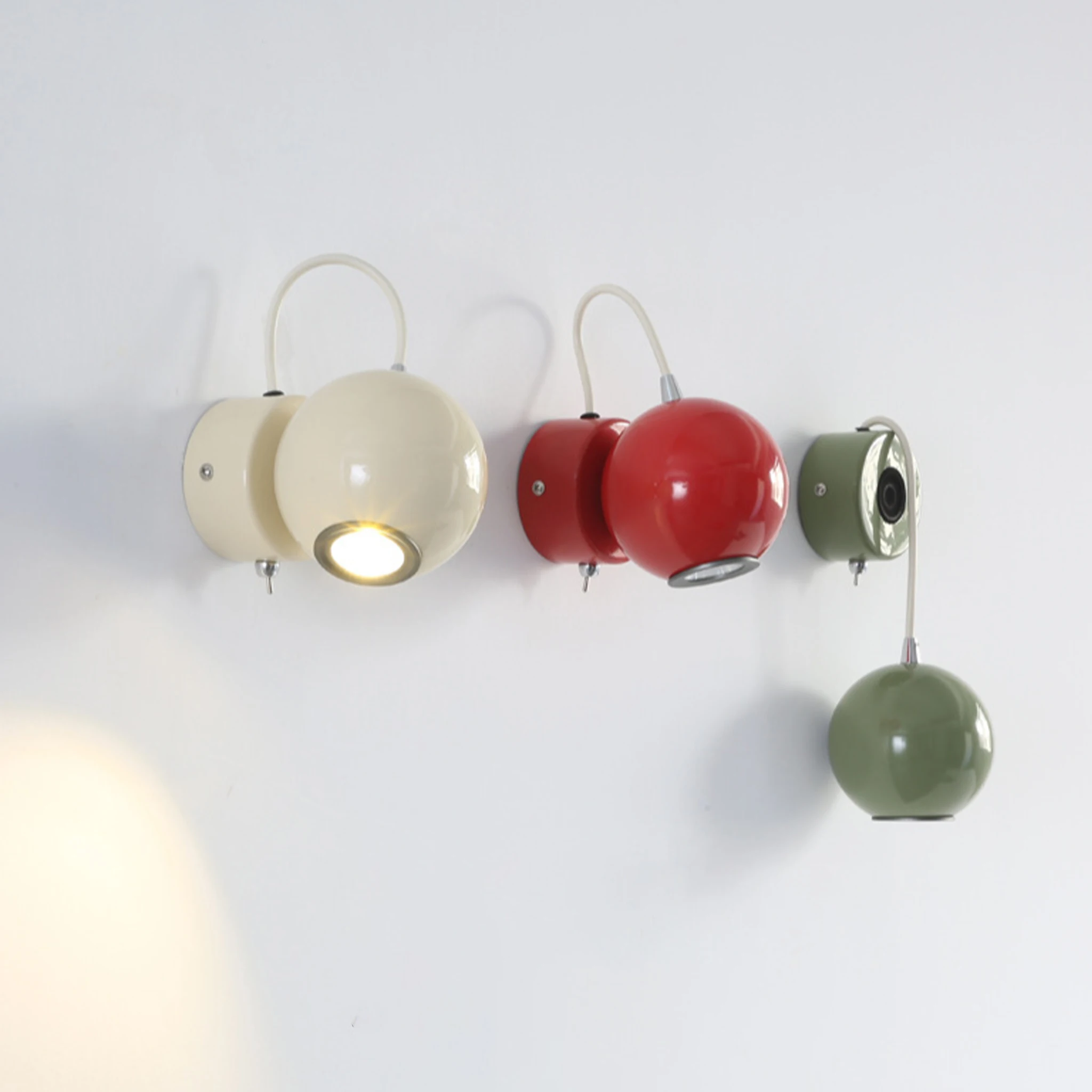 Modern Cream Wall Lamp Globe Angle Adjustable LED Sconce Bedroom Living Room Corridor Reading Wall Light Home Decor