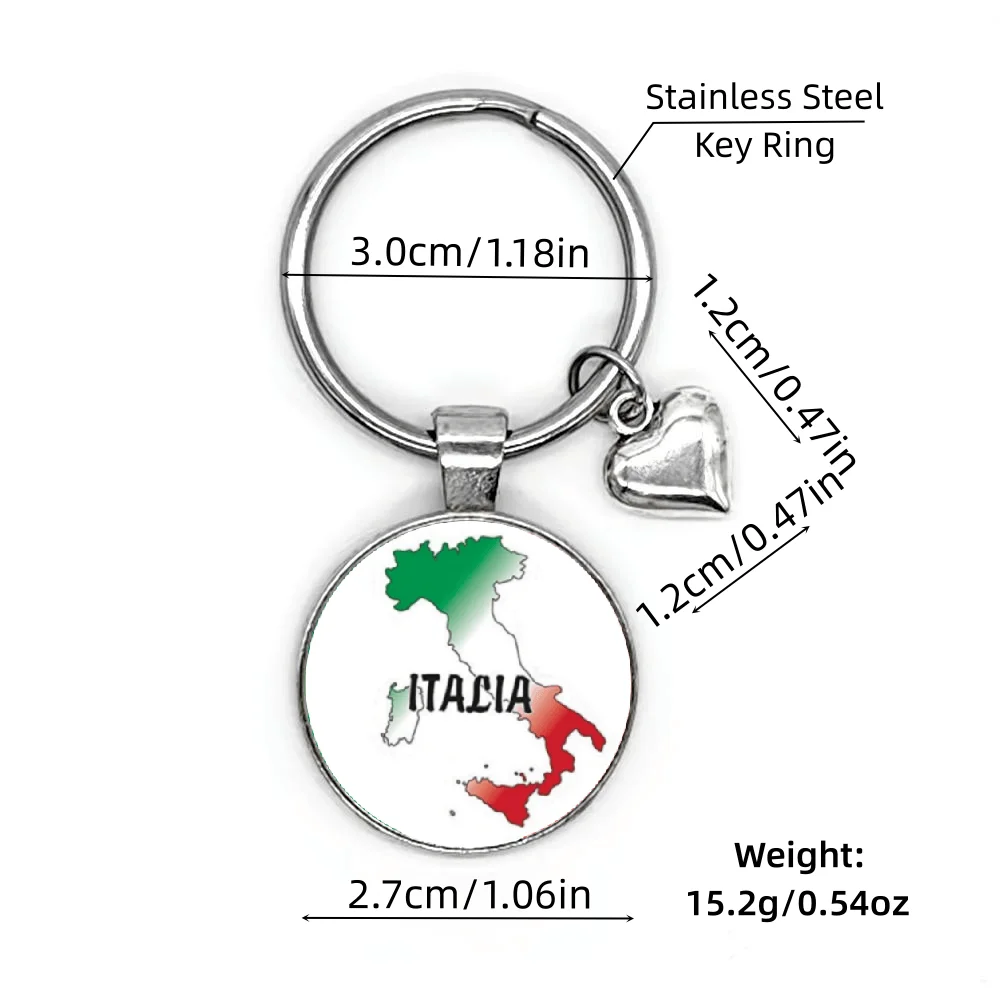 1Pc Italia Map Heart Charm Keychains For Men Women