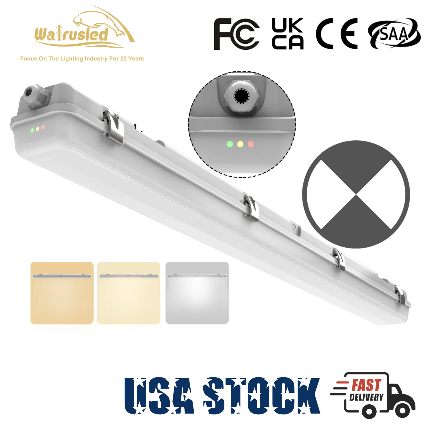 

4-футовый светодиодный уличный водонепроницаемый аварийный светильник, резервная батарея IP65, 40 Вт, 5000 лм, 3/4/5000 К, светодиодный светильник для магазина для прихожей автомобиля FCC