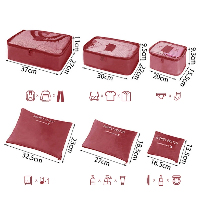NONE 7/6 stücke Reise Lagerung Tasche Große Kapazität Koffer Lagerung Gepäck Kleidung Sortierung Organizer Set Beutel Fall Schuhe Verpackung Cube 6