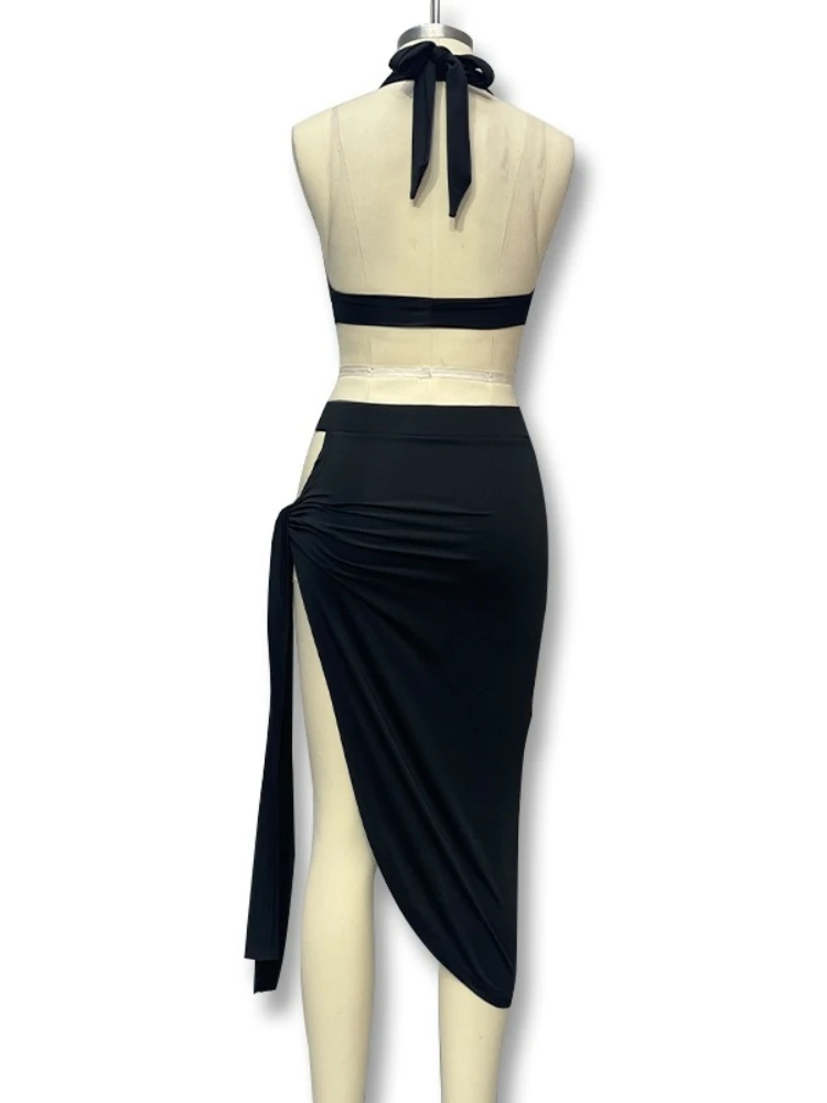 Robe de soirée deux pièces, Sexy, à bandes croisées, ajourée, cuisses hautes, fendue, Slim, moulante, sans manches, pour femmes, tenue de soirée en boîte de nuit