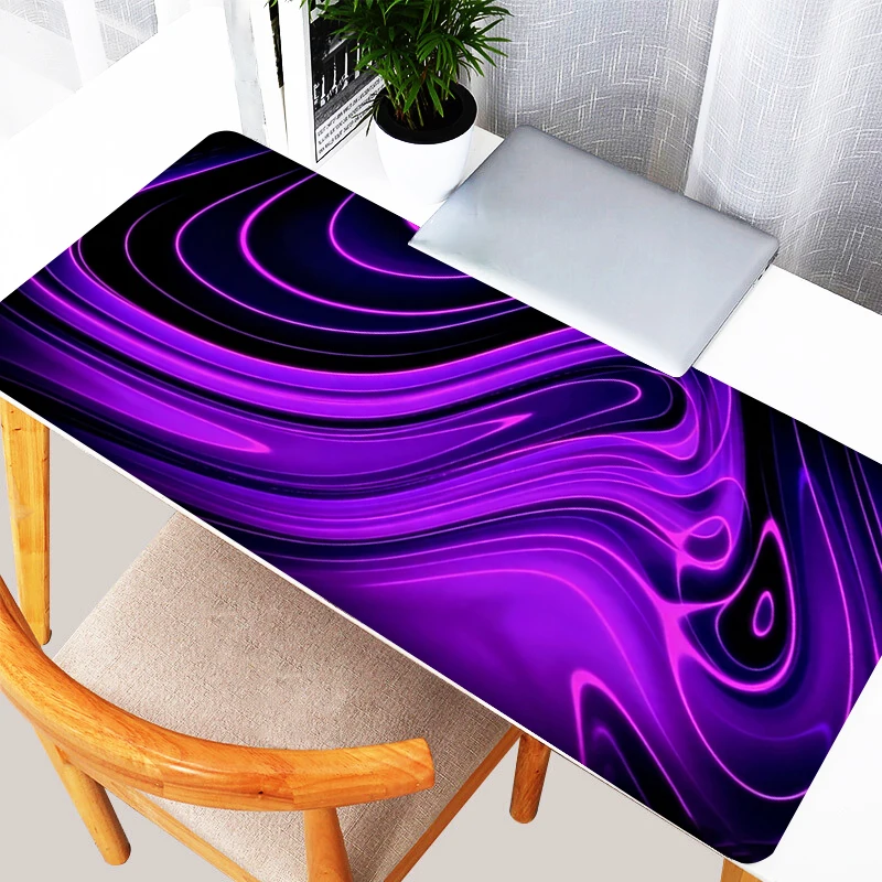 Large Mouse Pad Rubber Computer Desk Mat Gamer Keyboard Pad Gaming Cabinet PC Accessories Purple Black Abstract Fluid Mousepad