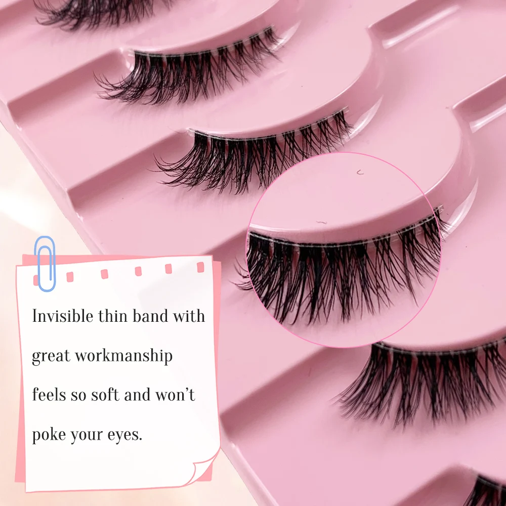 10 ペアうっすらハーフまつげふわふわつけまつげフルナチュラルロングミンクまつげエクステンションメイク手作りキャットアイフェイク cils