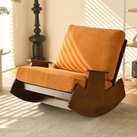 Rocking Chair Furniture Lazy Sofa Living Room Balcony Home Leisure Adult Retro Single Solid Wood Backrest Recliner with Armrest