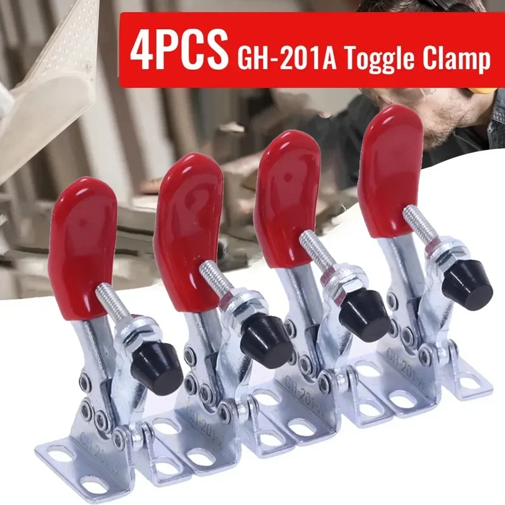 4pcs GH201A Horizontal Vertical Toggle Clamp 27KG Quick-Release Tool Horizontal Clamps Hand Heavy Duty Tooling Accessories NEW