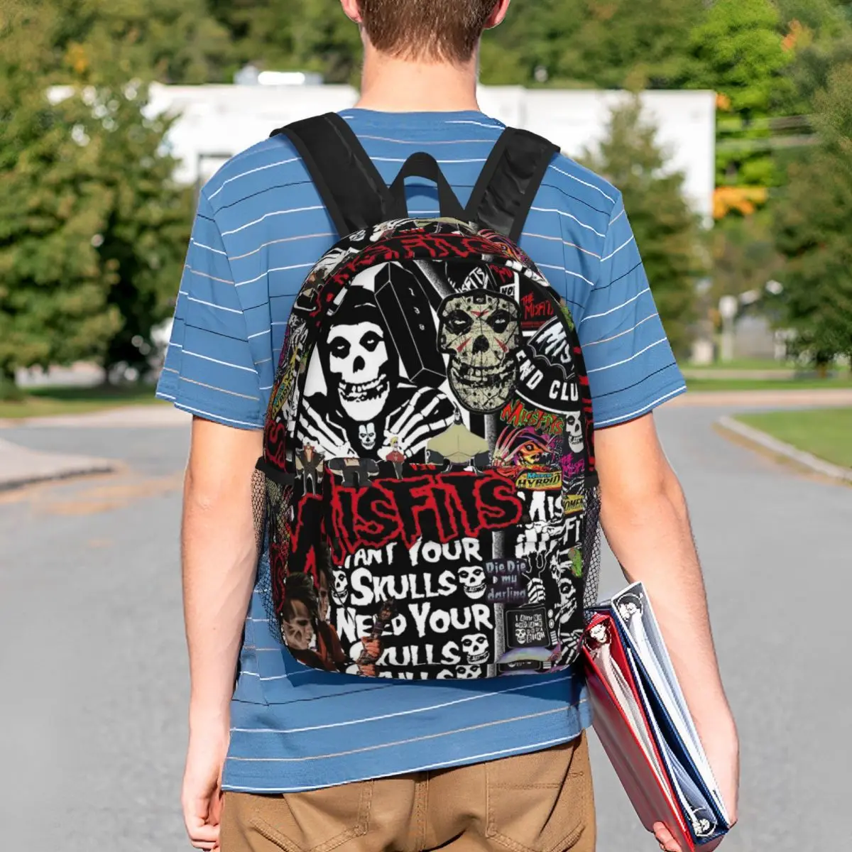 Misfits Totenkopf-Rucksack für Studenten, Jungen und Mädchen, Büchertasche, Kinder, Schultasche, Laptop, Umhängetaschen für Männer und Frauen