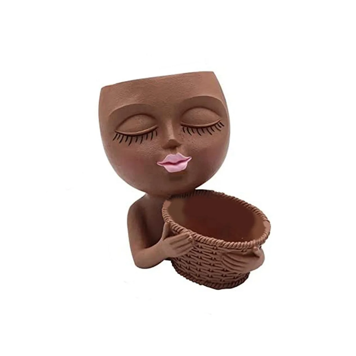 Two-In-One Flowerpot,Cute Lady Face Plant Pots, Suitable for Indoor Outdoor Plants Succulent