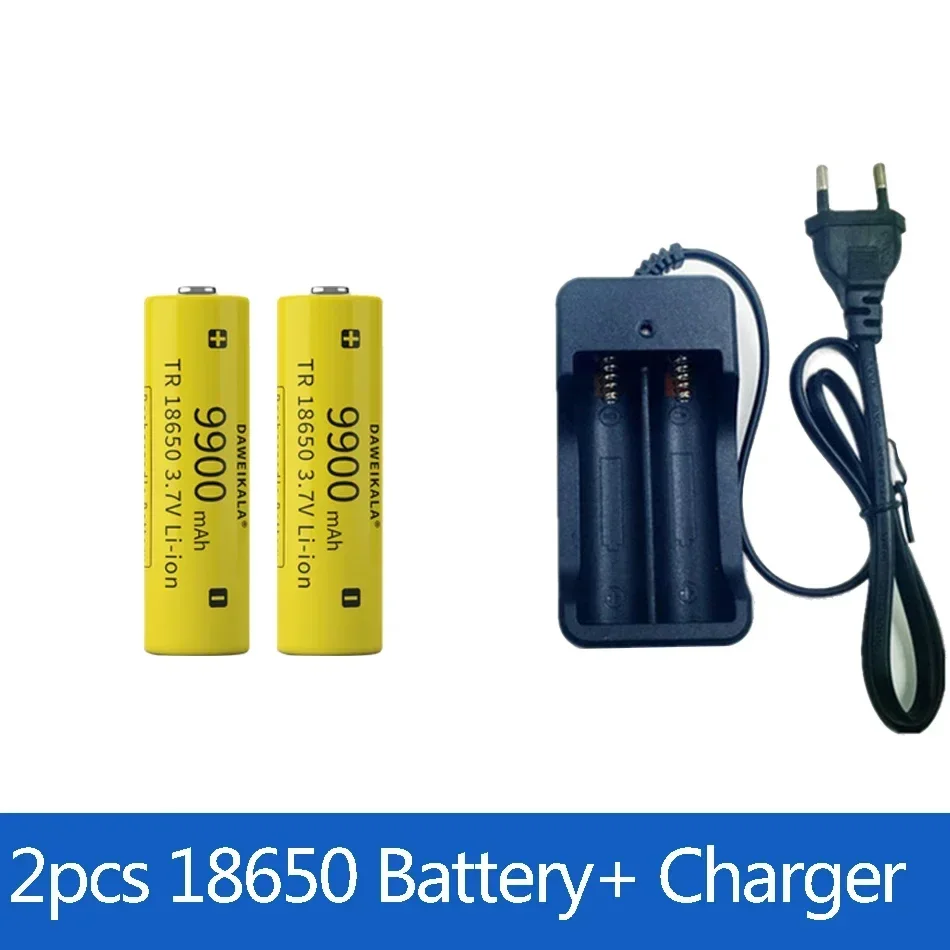 100% Original 3.6V 18650 Battery 9900mAh Lithium Rechargeable Battery flashlight Toys fans battery+charger