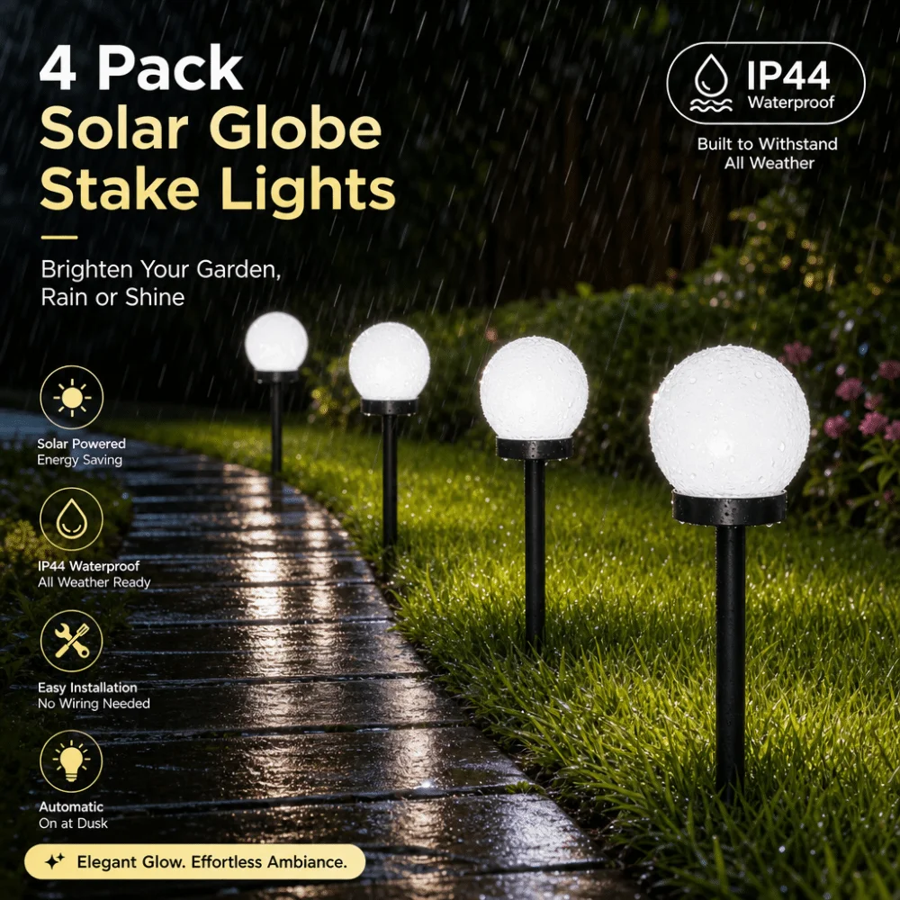 4pcs Smart Solar Powered LED Outdoor Ground Light Waterproof LED Bulb Light Solar Street Lamp LED Path Light Garden Decoration