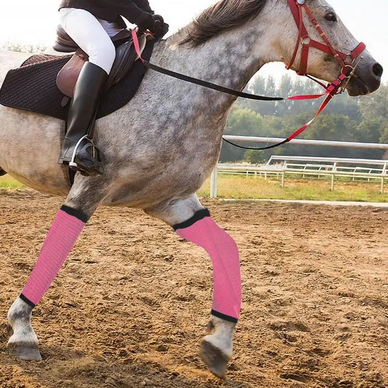 Fliegens tiefel für Pferde 4er-Set 4 Stück Pferde leggins wieder verwendbare Fliegens tiefel atmungsaktives Netz für Komfort erleichtert Bein ermüdung reduziert