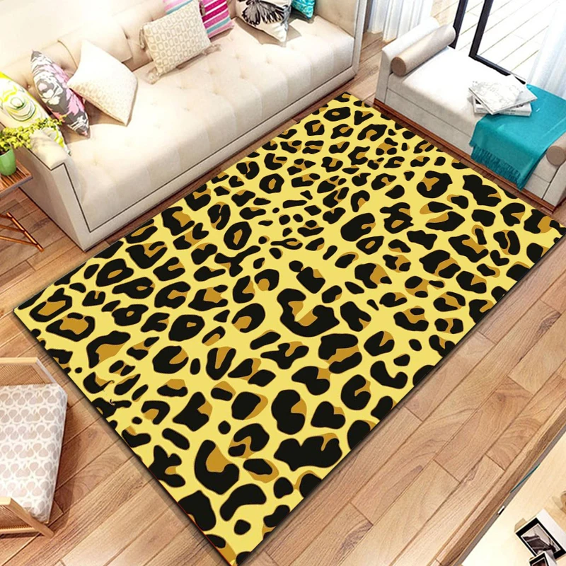 Leopard Print Printed Texture Fur Carpet For Living Room Panther Wild Tiger Lion Area Large Rug Non Slip Bathmat Home Decor Mat