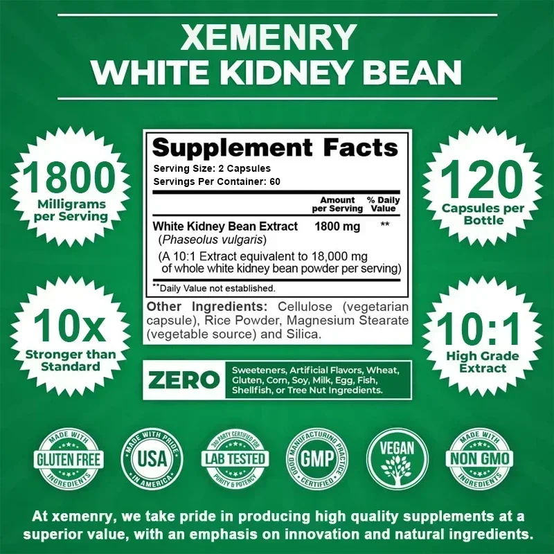 White Kidney Bean - Helps Improve Digestion and Weight Management, Improves Energy Levels, Promotes Metabolism, Non-GMO