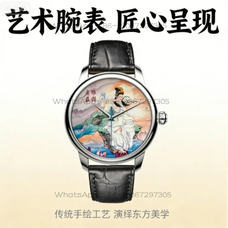 New Designer Original Custom Guanyin Bodhisattva Micro-painted Enamel Watch Men's Mechanical Watch Buddha  Men's Watch