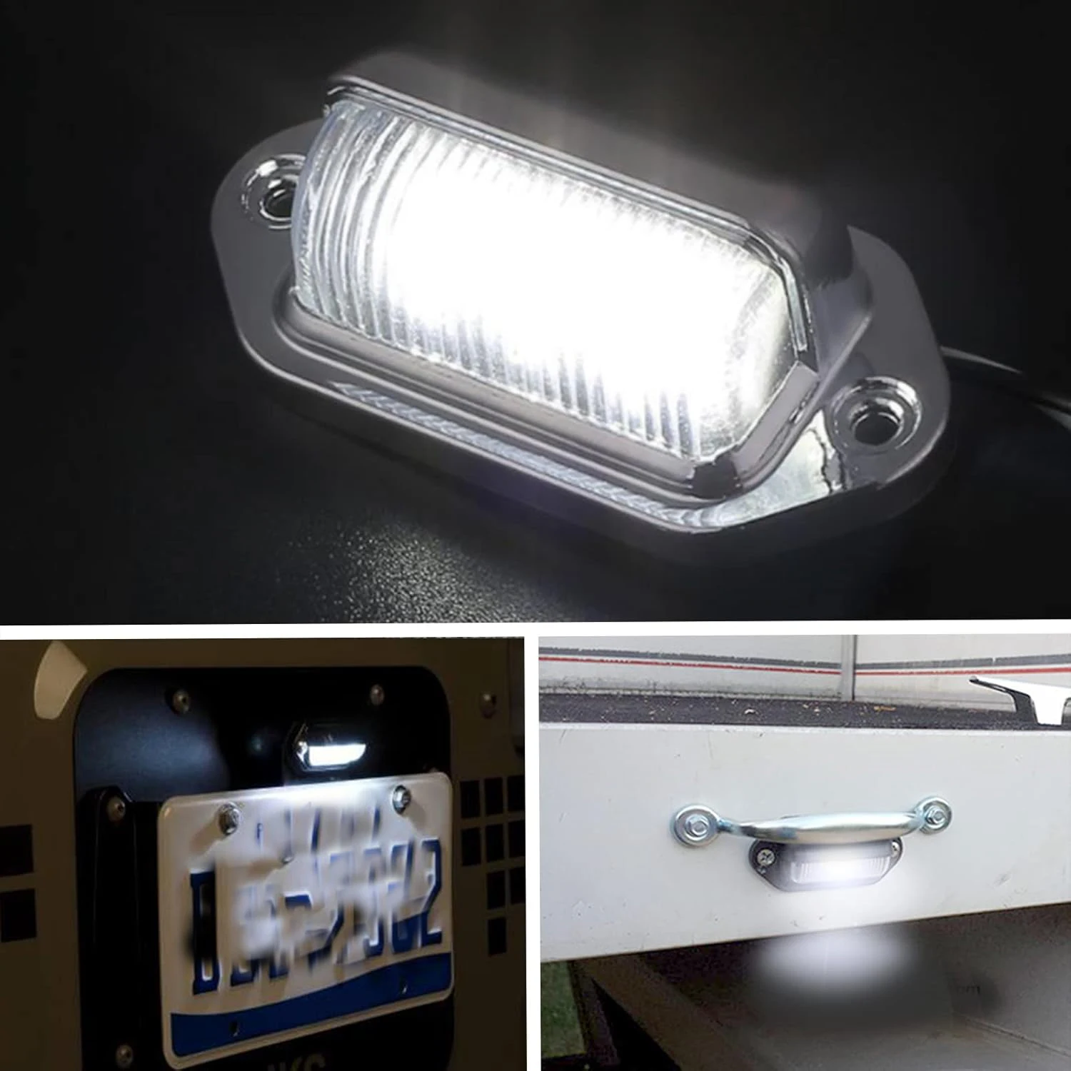 2/4 قطعة الأبيض LED رقم الترخيص لوحة ضوء 12 فولت-24 فولت مقاوم للماء 6 SMD مصباح الضوء الخلفي لشاحنة SUV مقطورة فان RV قوارب سيارة