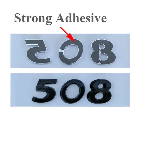 3d ABS Chrome Black Logo 408 206 207 301 307 508 308 Emblem Letters Nameplate Number Sticker Car Trunk Badge Decal Accessories 10 best sales car number - №9