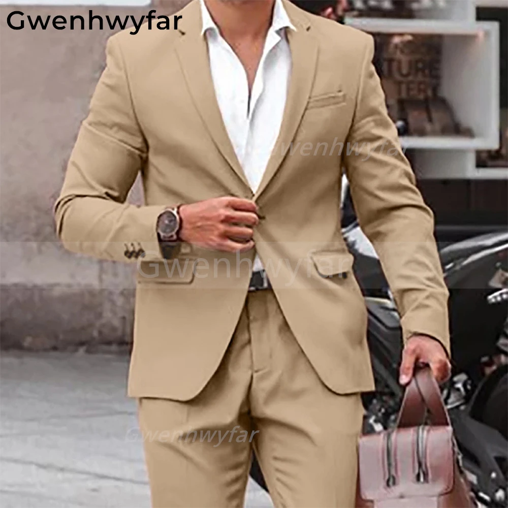 

Gwenhwyfar Elegant Men's Business Suit One Button Bridegroom Formal Party Men Suits 2 Pieces(Jacket+Pant )Traje De Novio 2022