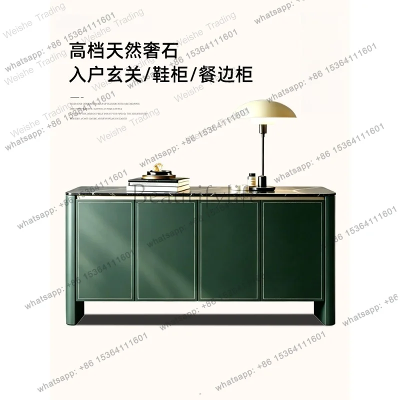 LJY High-end Italian natural luxury stone living room entrance shoe cabinet marble customizable storage side cabinet