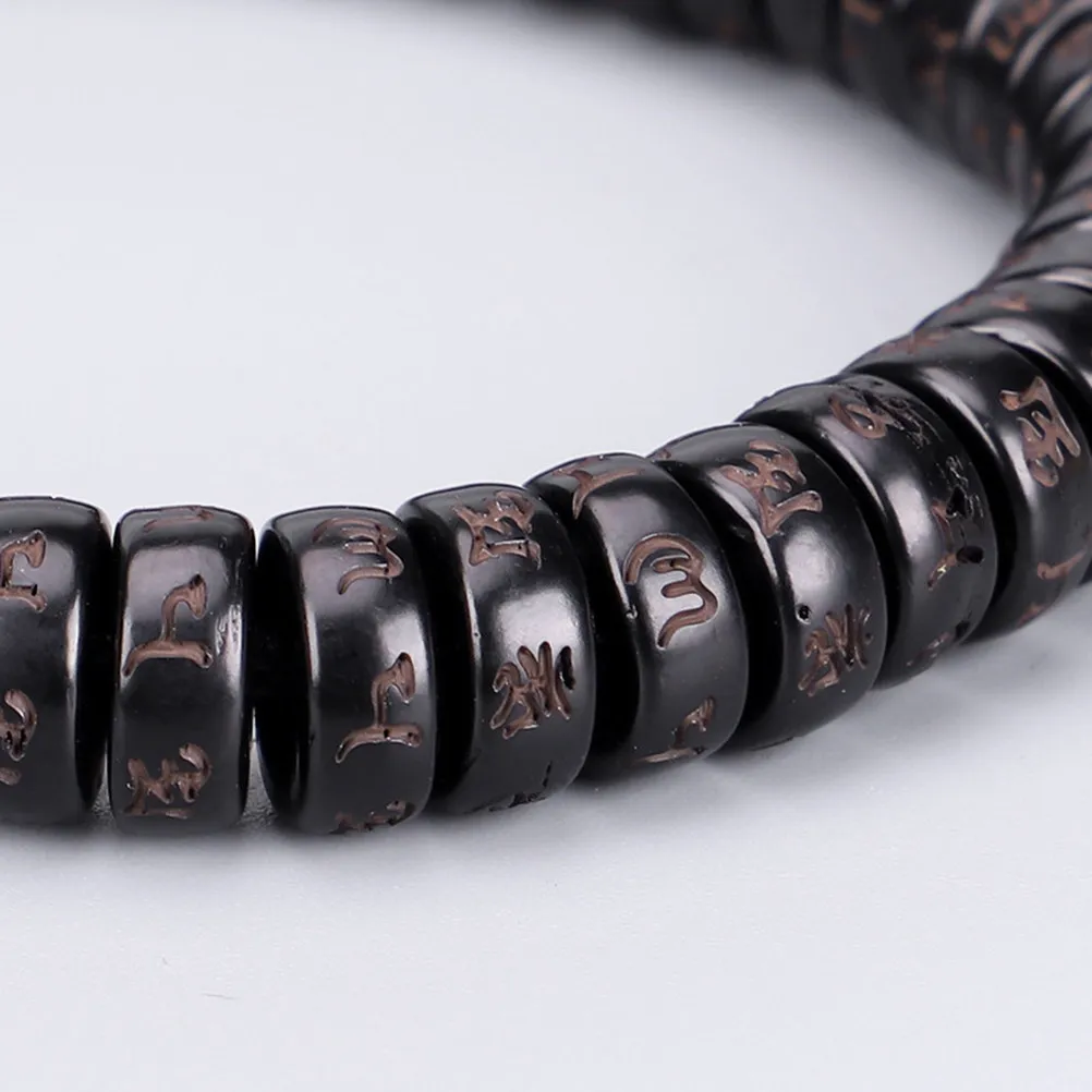 1Pcs Coconut Shell Bracelet Adjustable Length Cotton String Wooden Wrist Chain Handmande Beads Om Black