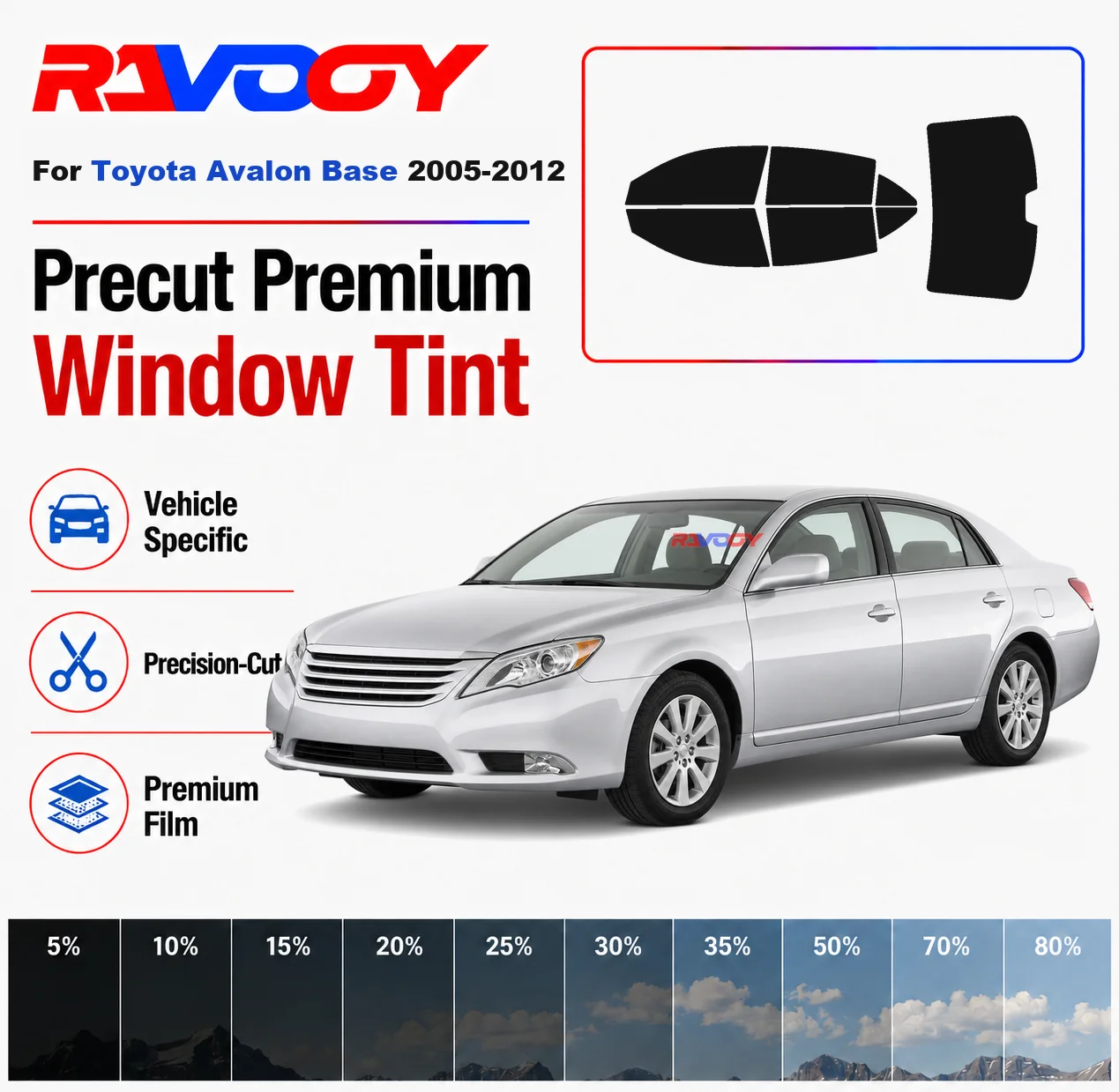 

Premium Precut Window Tint Kit Front Rear Windows Rear Windshield For Toyota Avalon Base 2005-2012 Car Solar Nano Ceramic Film