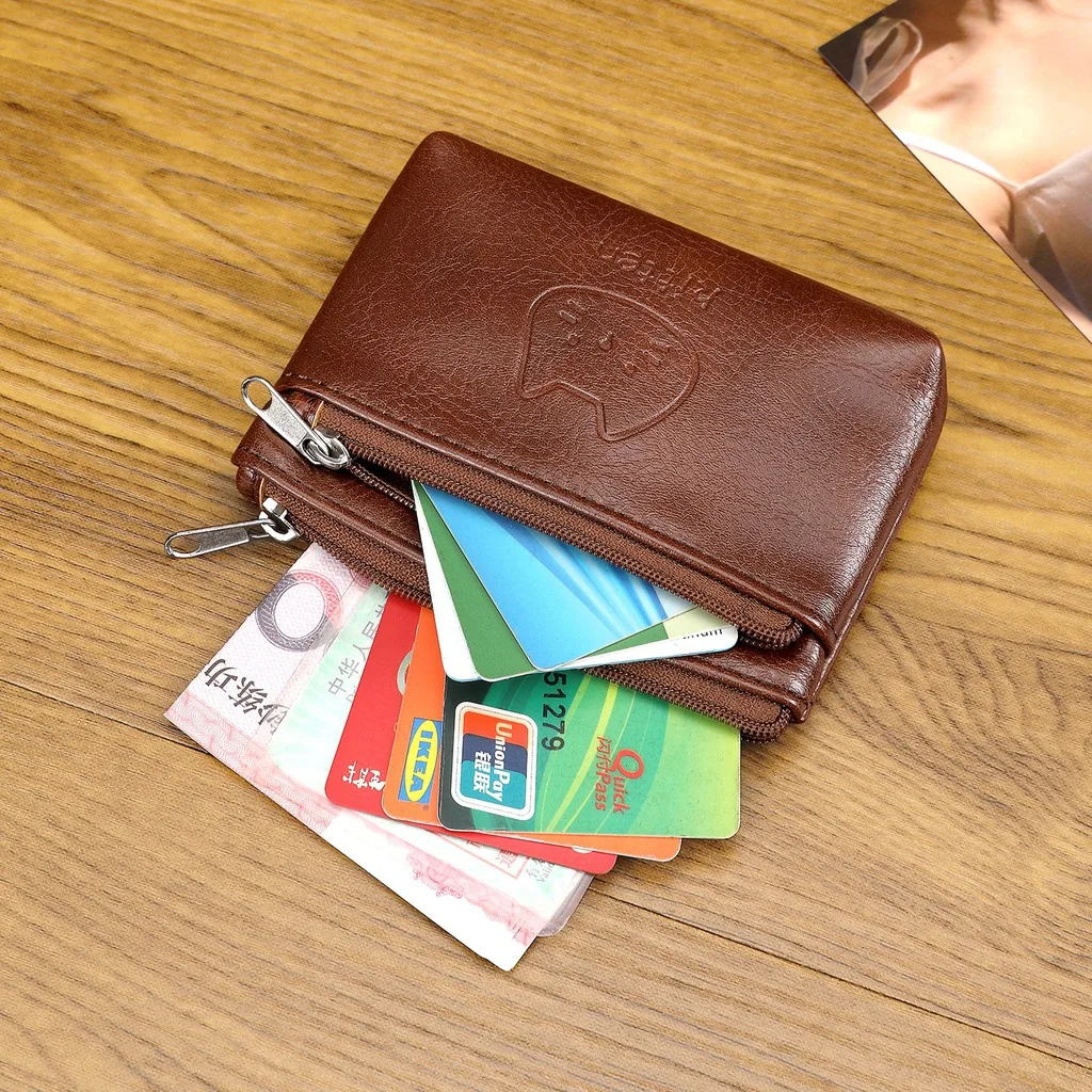 Monedero Cuero Gato Cremallera Cartera Pequeña